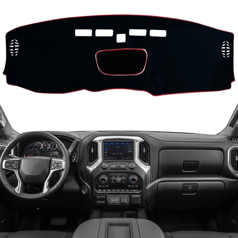 KEEGTBOX Dash Mat Cover Custom Interior Center Console Compatible with Chevrolet SilveradoGMC Sierra 1500 2500 3500 Truck 20192023 Dashboard mat Covers Accessories Red Trim