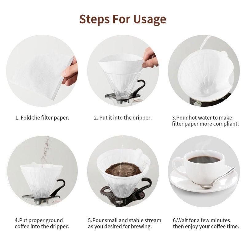Clinuse Cone Coffee Filters #2, 200 Count White Size 02 Coffee Filter, Disposable Natural Paper Filters 2-4 Cup, 02 Cone Filters for Pour Over and Drip Coffee Maker - Image 4