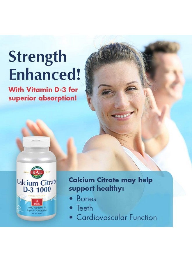 KAL Calcium Citrate With D 1000 Iu Tablets 1000 Mg 180 Count - Image 4