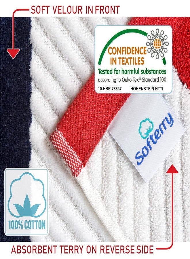Softerry منشفة شاطئ كابانا فاخرة كبيرة سوفتيري 35 × 70 بوصة - صديقة للبيئة - 100% قطن ناعم - قابلة للعكس بنمط مخطط منقوش (كحلي-أحمر) - Image 2