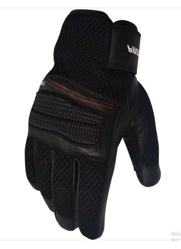 Ebakbak Motorcycle Gloves Leather Cordura Fabric Soft Protected Motor Gloves 