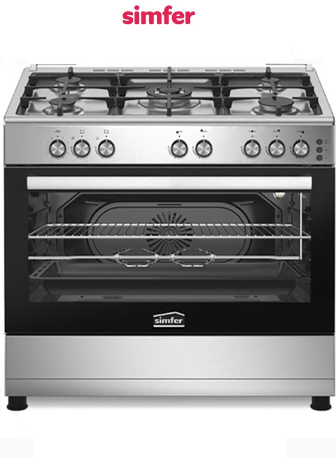 Simfer Gas Oven with Full Safety, 60×90 cm, Heavy-Duty Grates, Heat Distribution Fan, Stainless Steel, with Grill - Made in Turkish | F9502SGWHM-SMF04 - Image 2