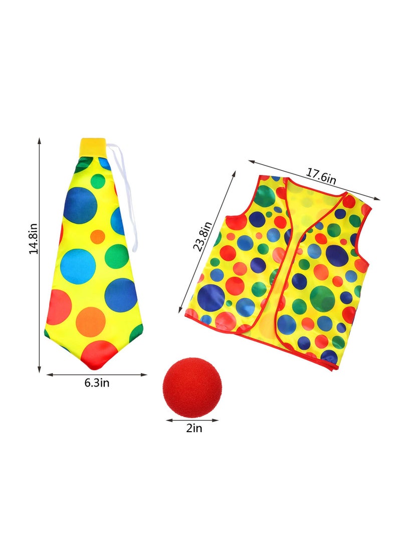 SOLARAE Clown Costume Supplies, Including Clown Nose Clown Wig Neck Tie Vest, for Unisex Adult Men Women Halloween Party, Clown Dress Up Accessories Props Kits Cosplay Party Favors(4Pcs/Set) - Image 4