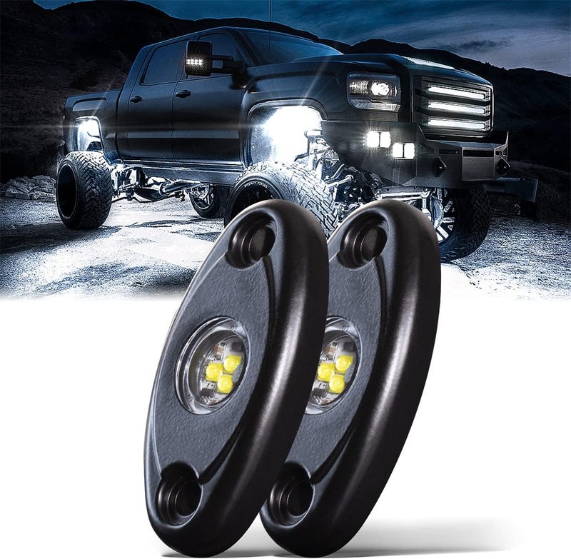 LEDMIRCY LED Rock Lights White 2PCS for Off Road Truck Auto Car Boat ATV SUV RZR Waterproof High Power Neon Trail Rig Lights Shockproof(Pack of 2,White) - Image 1