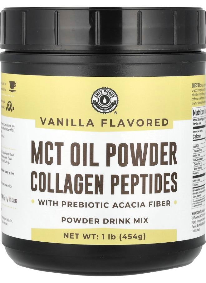 Left Coast Performance - MCT Oil Powder Collagen Peptides with Prebiotic Acacia Fiber Vanilla 1 lb (454 g) - Image 1