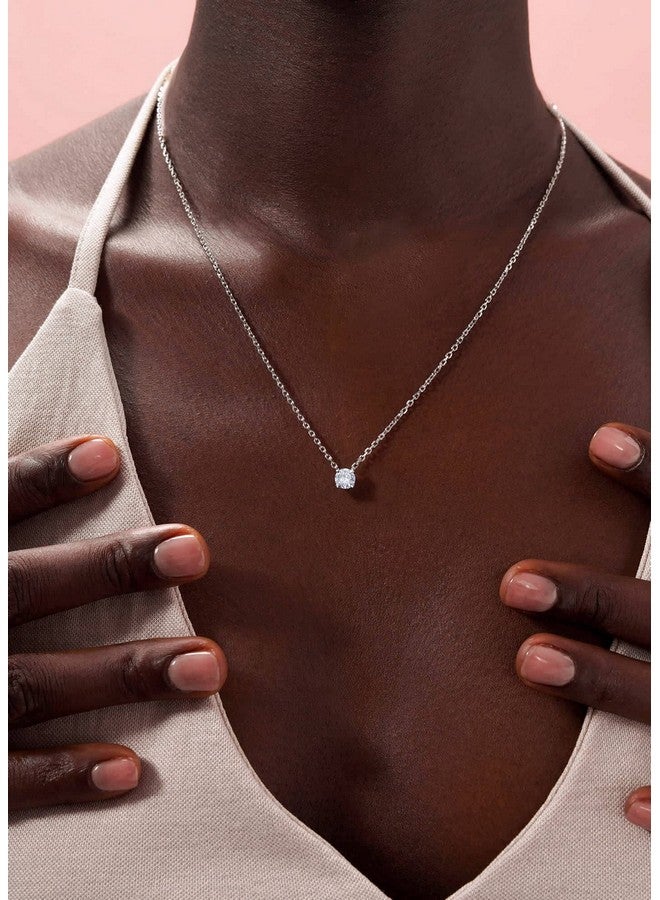 S.Leaf Birthstone Necklace For Women Cubic Zirconia Necklace Sterling Silver Solitaire Pendant Cubic Zirconia Necklace - Image 3