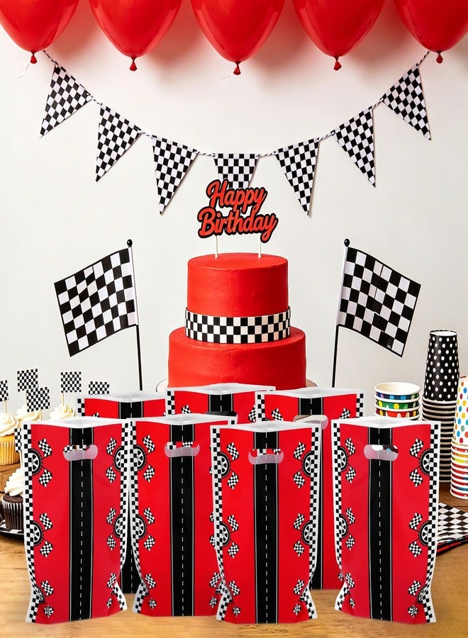 Bsenhe 60PCS Race Car Goodie Bags, Hot Cars Birthday Decorations, Checkered Bag Party Favors Gift Bags with Handles Wheels Car Theme Birthday Party Decoration Supplies - Image 5