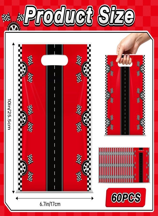 Bsenhe 60PCS Race Car Goodie Bags, Hot Cars Birthday Decorations, Checkered Bag Party Favors Gift Bags with Handles Wheels Car Theme Birthday Party Decoration Supplies - Image 2