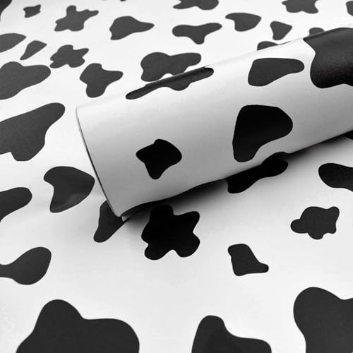 Qianglive Black and White Spots Contact Paper Cow Printed Peel and Stick Wallpaper 17.3”x120” Self-Adhesive Cute Wallpapers Vinyl White Black Decals for Walls Bedroom Living Room Nurseryls - Image 1