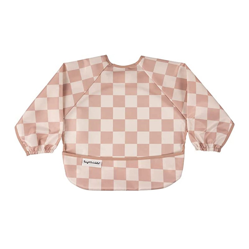 Tiny Twinkle Long Sleeve Bib for Babies & Toddlers | Waterproof Smock Bib for Eating | Machine Washable & Mess-Proof Feeding Essentials | Newborn Shower Gift (Checkers Brown, 6â€“24M) - Image 4