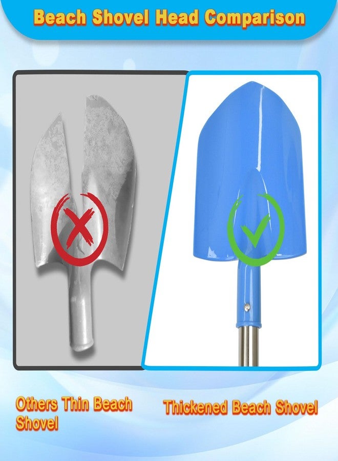 Frebuta Heavy Duty Beach Shovel, 26in 3PC Thickened Metal Sand Shovel with Stainless Steel Foam Handle Non-Slip Grip Portable Sand Beach Shovel for Outdoor Sand Digging Snow Clearing Beach Activities - Image 4