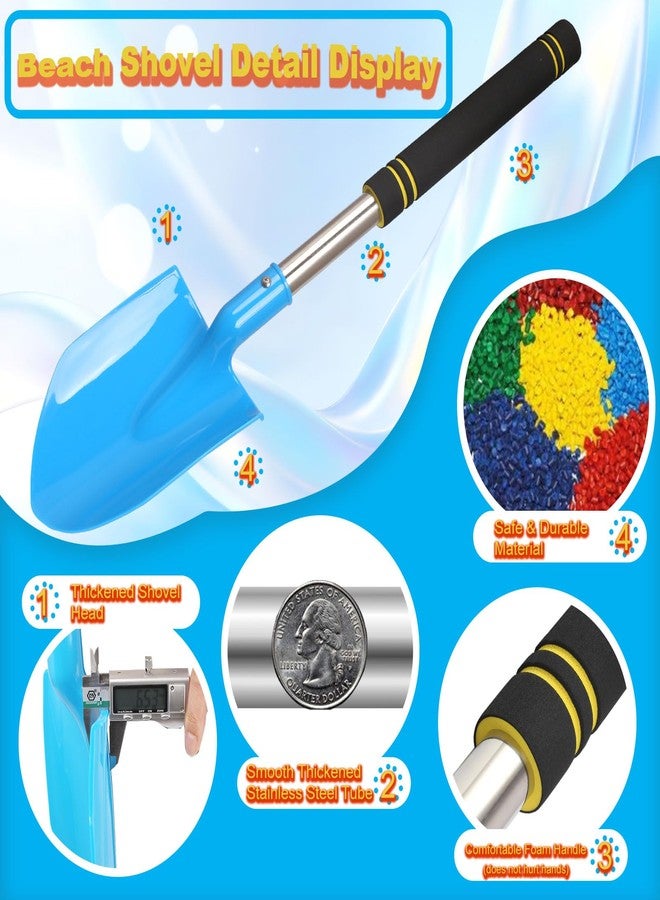 Frebuta Heavy Duty Beach Shovel, 26in 3PC Thickened Metal Sand Shovel with Stainless Steel Foam Handle Non-Slip Grip Portable Sand Beach Shovel for Outdoor Sand Digging Snow Clearing Beach Activities - Image 3