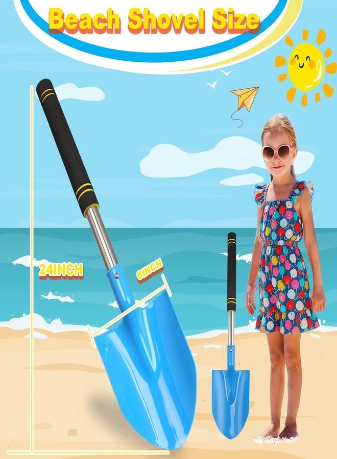 Frebuta Heavy Duty Beach Shovel, 26in 3PC Thickened Metal Sand Shovel with Stainless Steel Foam Handle Non-Slip Grip Portable Sand Beach Shovel for Outdoor Sand Digging Snow Clearing Beach Activities - Image 2