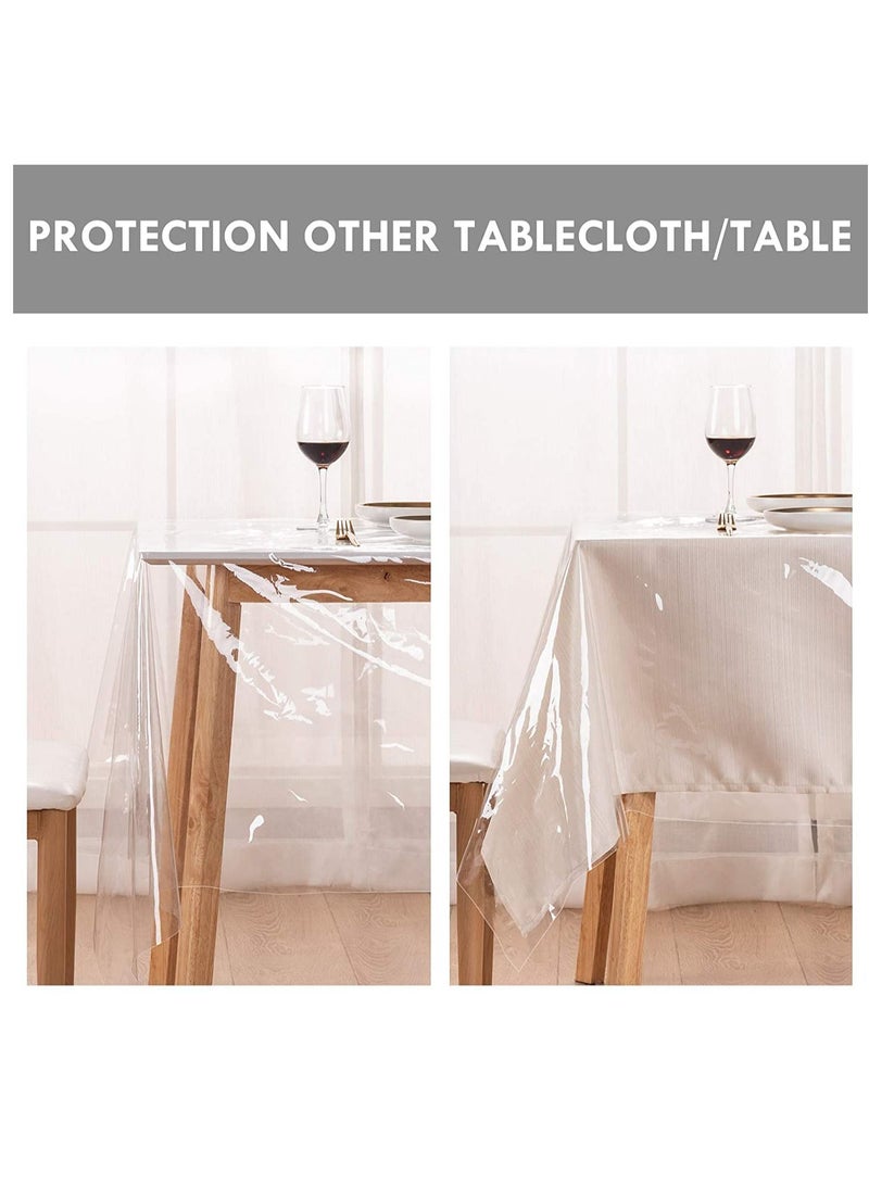 SYOSI Clear Plastic Tablecloth Protector Waterproof Rectangle Heavy Duty Vinyl Table Cover Oil Proof Wipeable Desk for Use Dining Parties Camping 54x86 Inch - Image 3