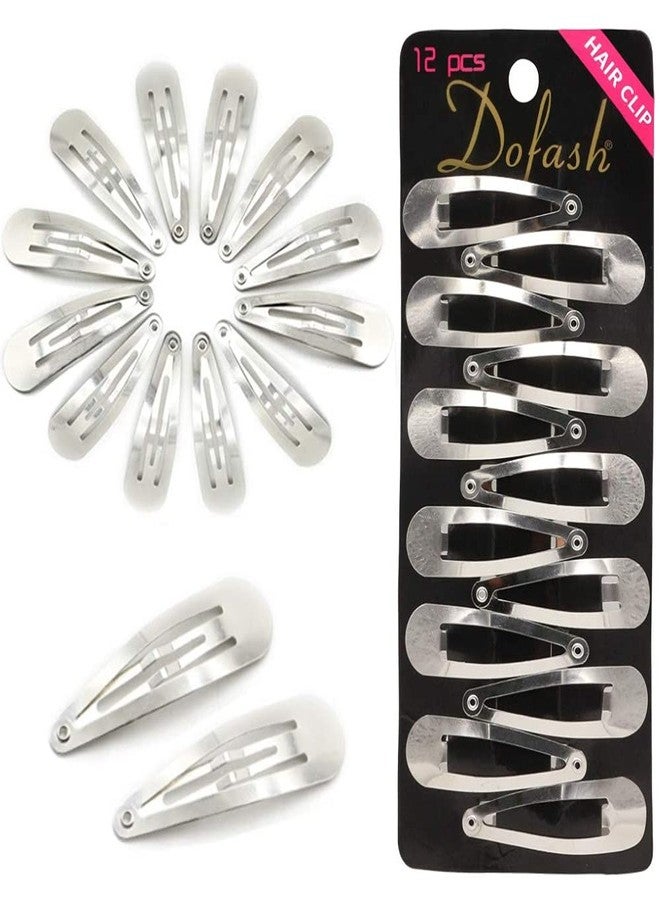 Dofash 12PCS Snap Hair Clips For Women-Non Slip & Metal Hair Barrettes, 5cm 2'' Small Clips For Thin & Fine Hair,Silver - Image 1