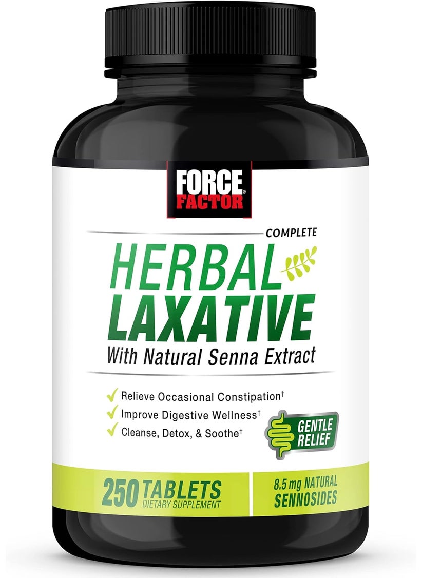 Force Factor FORCE FACTOR Herbal Laxative for Constipation Relief for Adults, Digestion Supplement Made with Senna to Cleanse, Detox, and Soothe, Laxatives for Constipation for Women and Men, 250 Tablets 