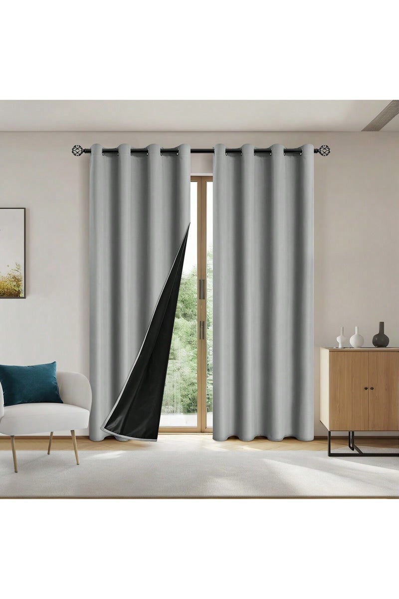 ستائر رمادية سادة بلوحة واحدة، مقاس 100×130 سم، مزودة بحلقات معدنية، توفر خصوصية تامة، مقاس 100×130 سم.