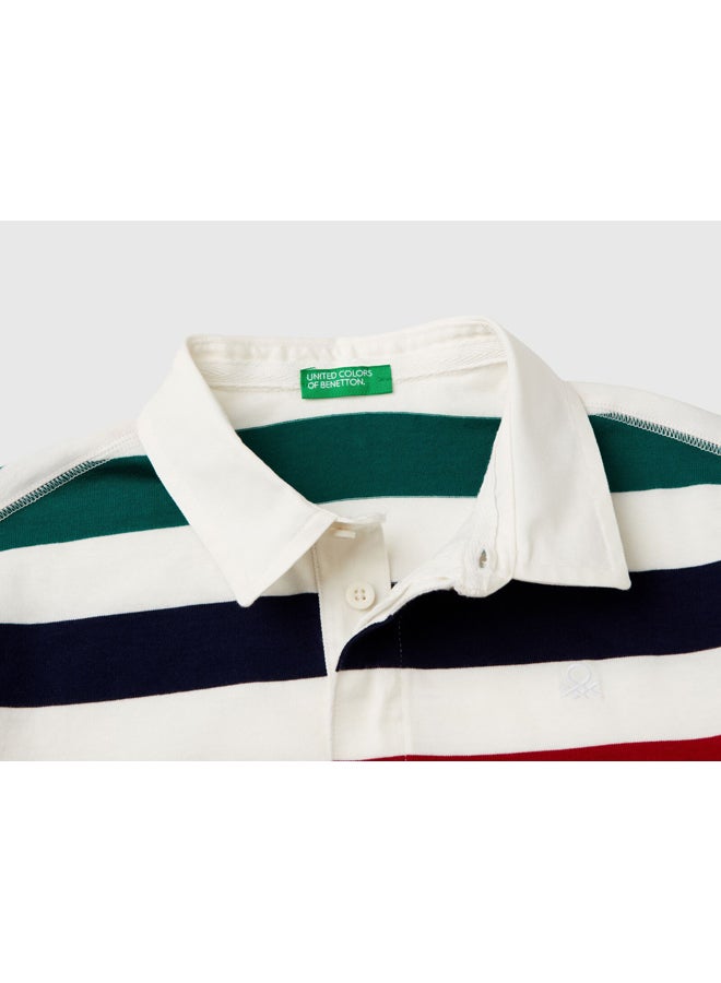 Benetton Boys Striped Polo Shirt - Image 2