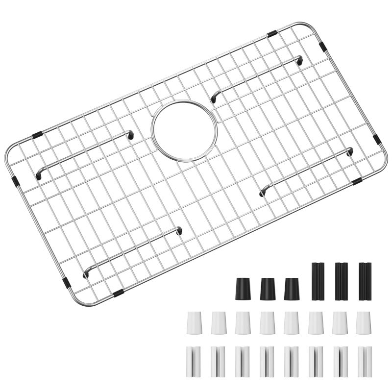 TOENMAN Kitchen Sink Grid and Sink Protectors, Stainless Steel Sink Grids for Bottom of Kitchen Sinks, 26" x 14" with Rear Drain for Single Bowl Sinks - Image 1