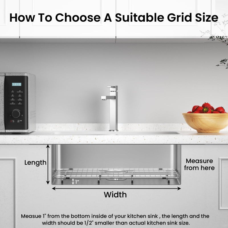 TOENMAN Kitchen Sink Grid and Sink Protectors, Stainless Steel Sink Grids for Bottom of Kitchen Sinks, 26" x 14" with Rear Drain for Single Bowl Sinks - Image 5
