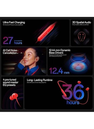 Bullets Wireless Z3 Bluetooth 5.0 in Ear Earphones, Spacial Audio – 12.4 mm Drivers, 36 Hrs Battery Life - Mambo Midnight - view 5