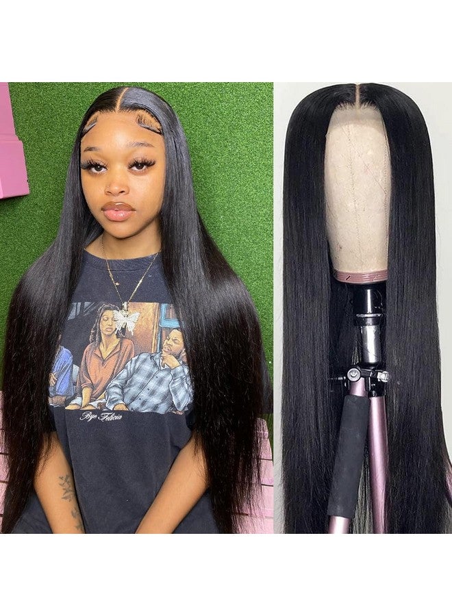 mengkai 32 Inch Lace Front Wigs Human Hair Straight 4X4 Closure Wigs Human Hair For Black Women 4X4 Hd Lace Front Wigs Human Hair Pre Plucked With Baby Hair Glueless Lace Front Wigs Human Hair - Image 1