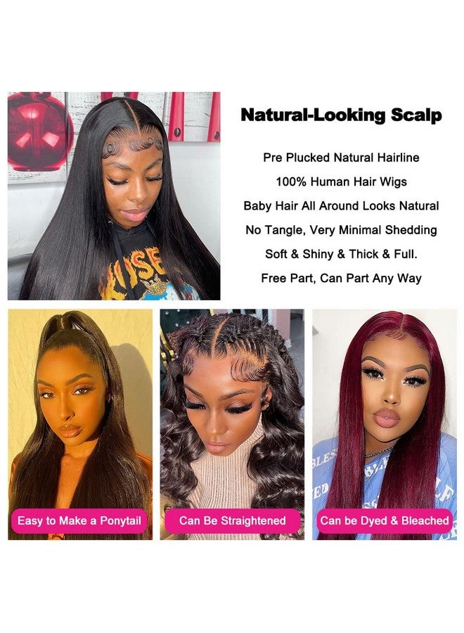 mengkai 32 Inch Lace Front Wigs Human Hair Straight 4X4 Closure Wigs Human Hair For Black Women 4X4 Hd Lace Front Wigs Human Hair Pre Plucked With Baby Hair Glueless Lace Front Wigs Human Hair - Image 5