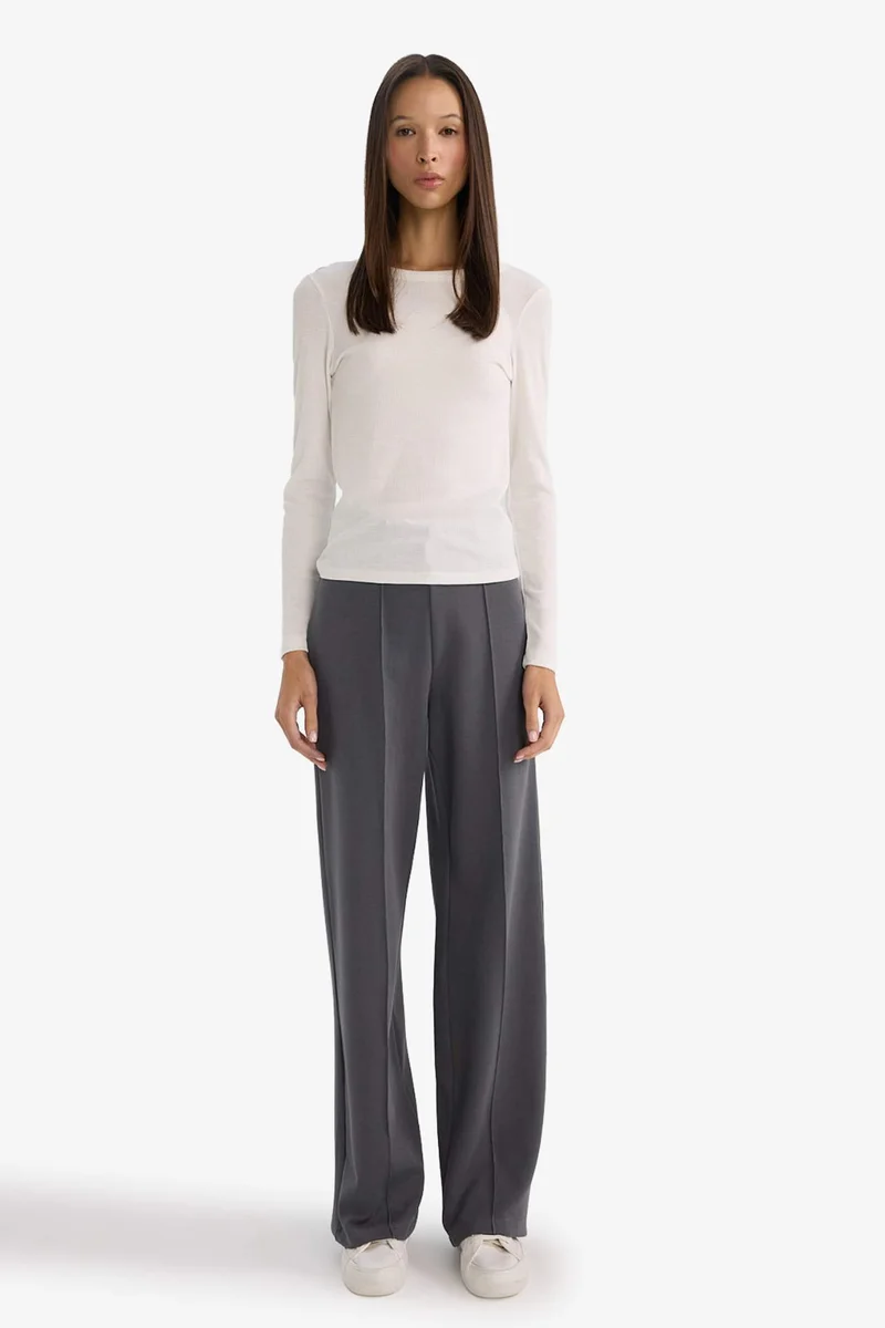 ديفاكتو Straight Fit Thick Sweatshirt Fabric Trousers