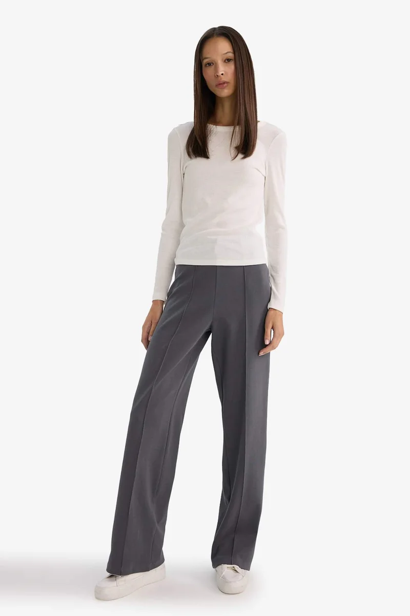 ديفاكتو Straight Fit Thick Sweatshirt Fabric Trousers