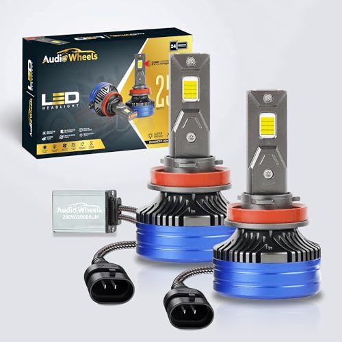 Audio Wheels H8/11-250W LED Headlight Bulbs – 30,000 Lumens Ultra-Bright, 6000K Cool White, IP68, Quick Pro Vision LED Conversion Kit – Easy Installation, 2-Year Warranty, 50000+ Hrs Lifespan - Image 1