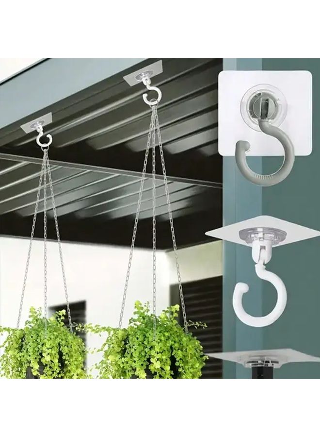 3pcs Black Rotatable Ceiling Hooks No Drilling Adhesive Hangers for Plants Lanterns Wind Chimes - Image 5