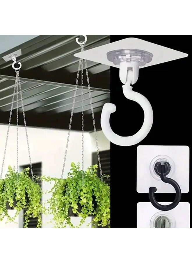 3pcs Black Rotatable Ceiling Hooks No Drilling Adhesive Hangers for Plants Lanterns Wind Chimes - Image 2