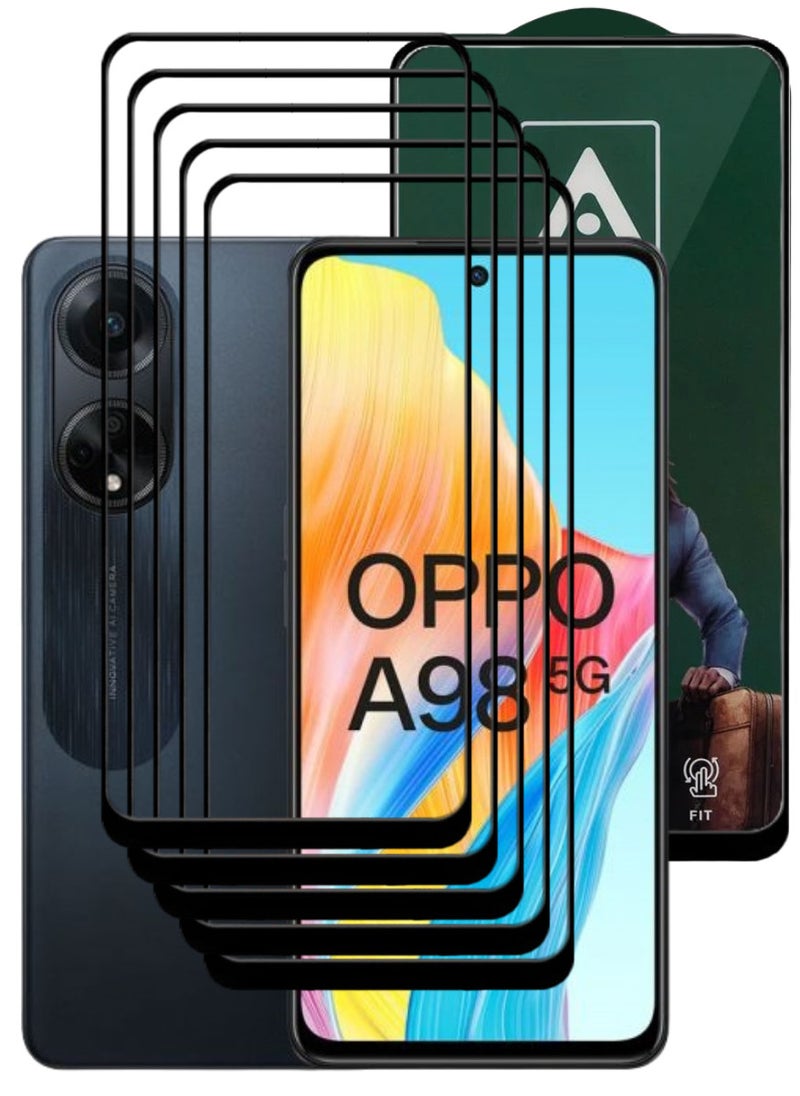 ACLIX 5 Pieces Antistatic ESD Dustproof Premium Quality High Definition Tempered Glass Screen Protector Designed For Oppo A98 - Image 1