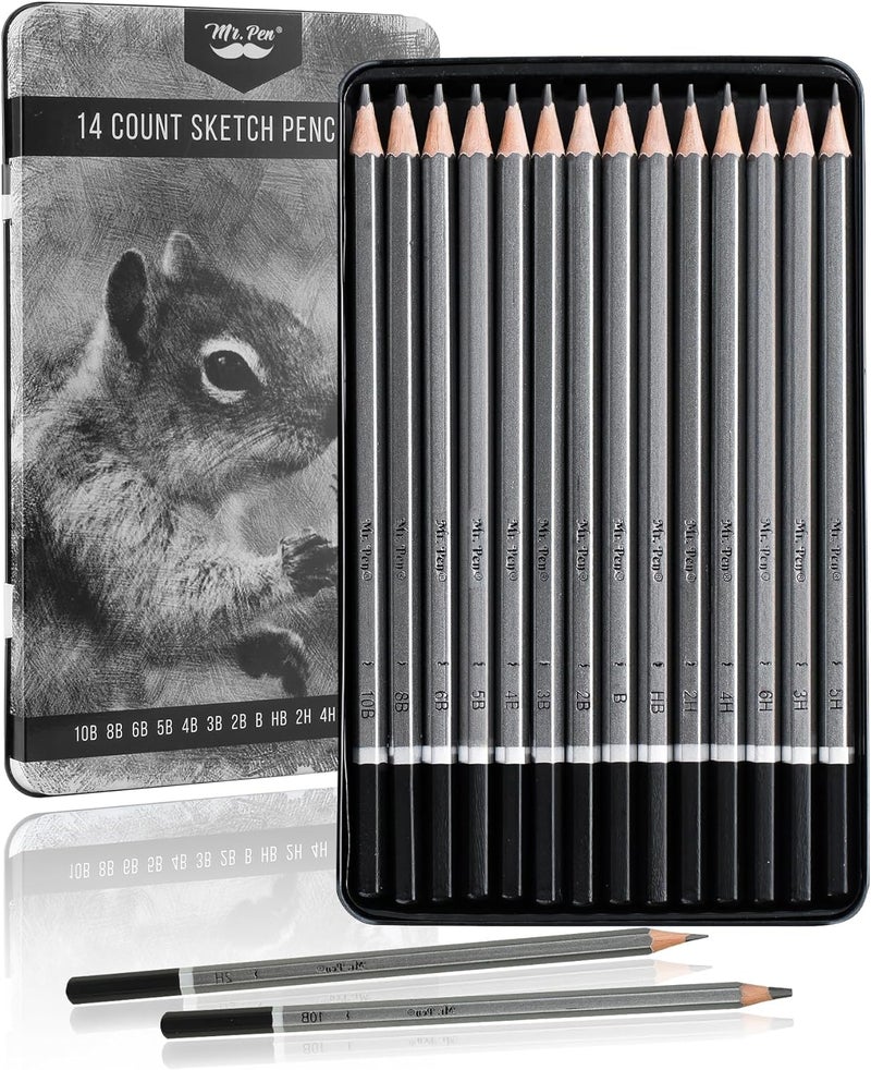 Mr. Pen- Sketch Pencils for Drawing, 14 Pack, Graphite Pencils for Drawing Pencils | Artist Graphite Pencils for Sketching (10B-6H), Sketch Set for Artists, Shading & Art Projects, Sketching Supplies - Image 1