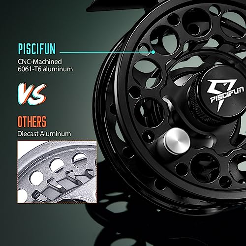 Piscifun Sword Fly Fishing Reel, CNC-Machined Aluminum Alloy Fly Reel, Light Weight and Corrosion Resistance Design 7/8wt Black - Image 3