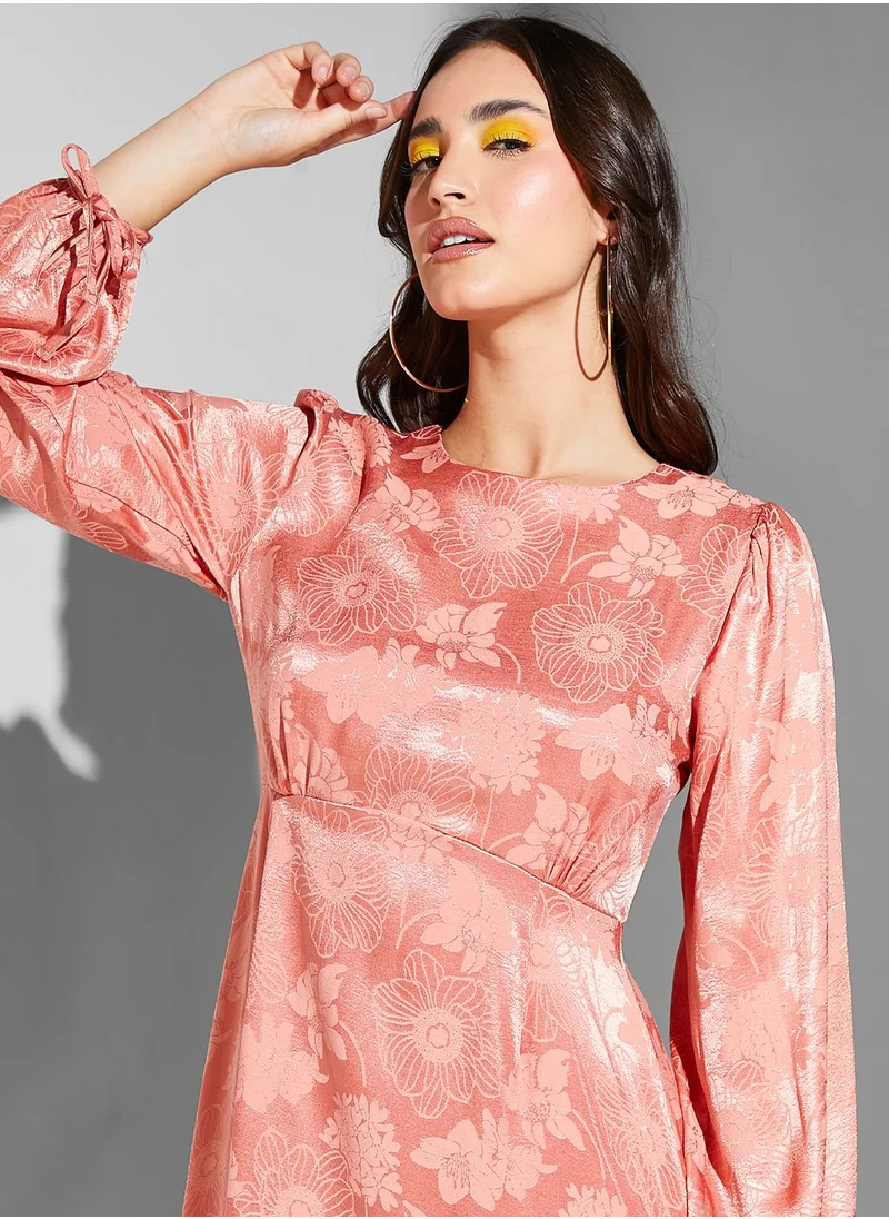 Namshi x Modanisa Floral Print Puff Sleeve Dress
