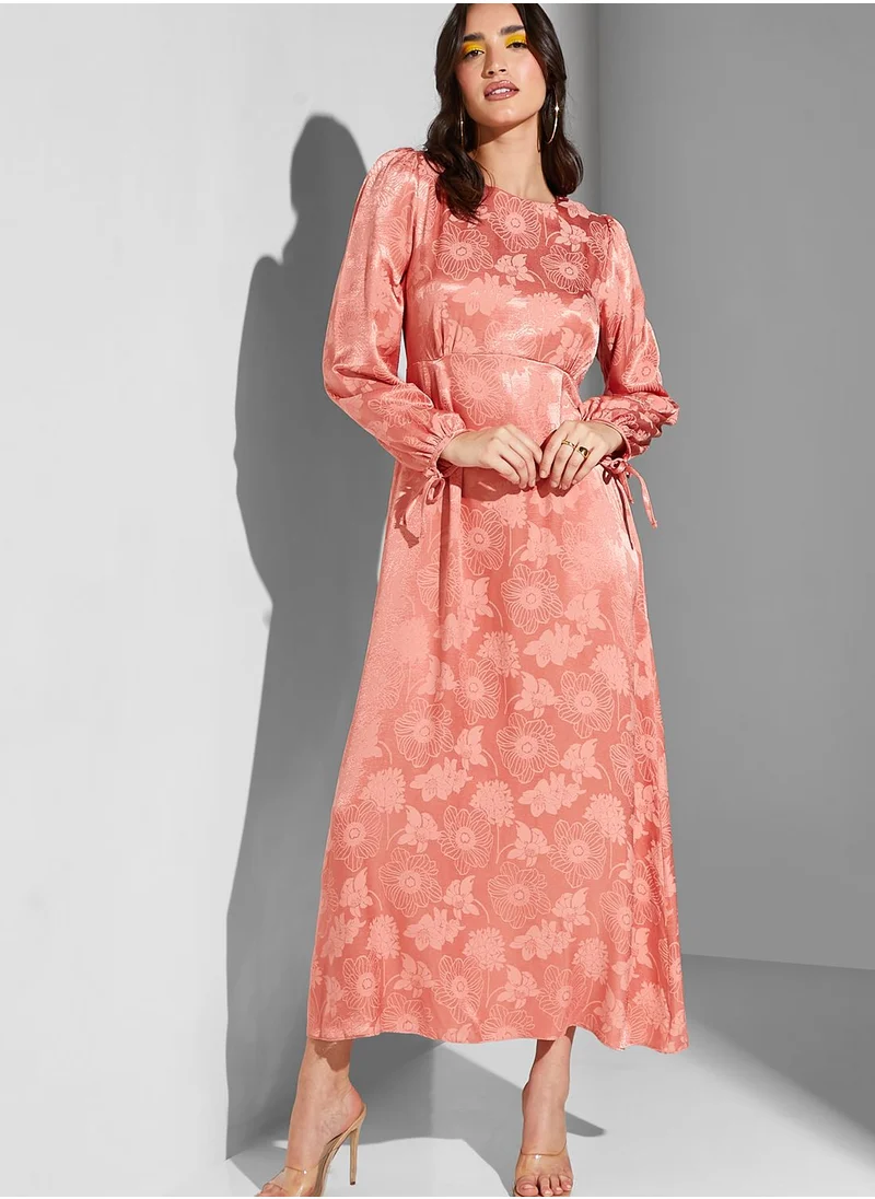 Namshi x Modanisa Floral Print Puff Sleeve Dress