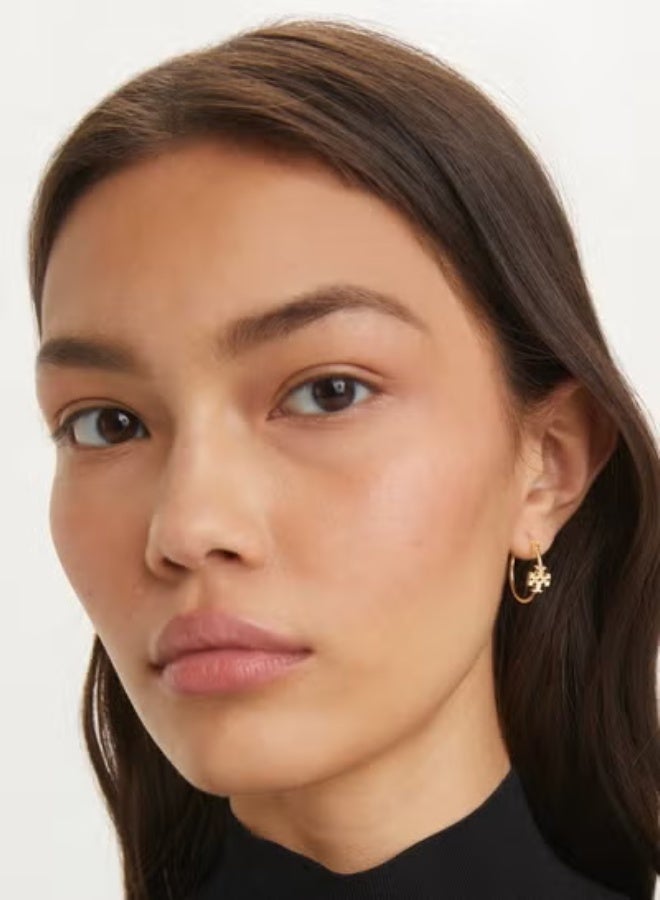 Burch Women's gold double T hoop earrings simple earrings - Image 2