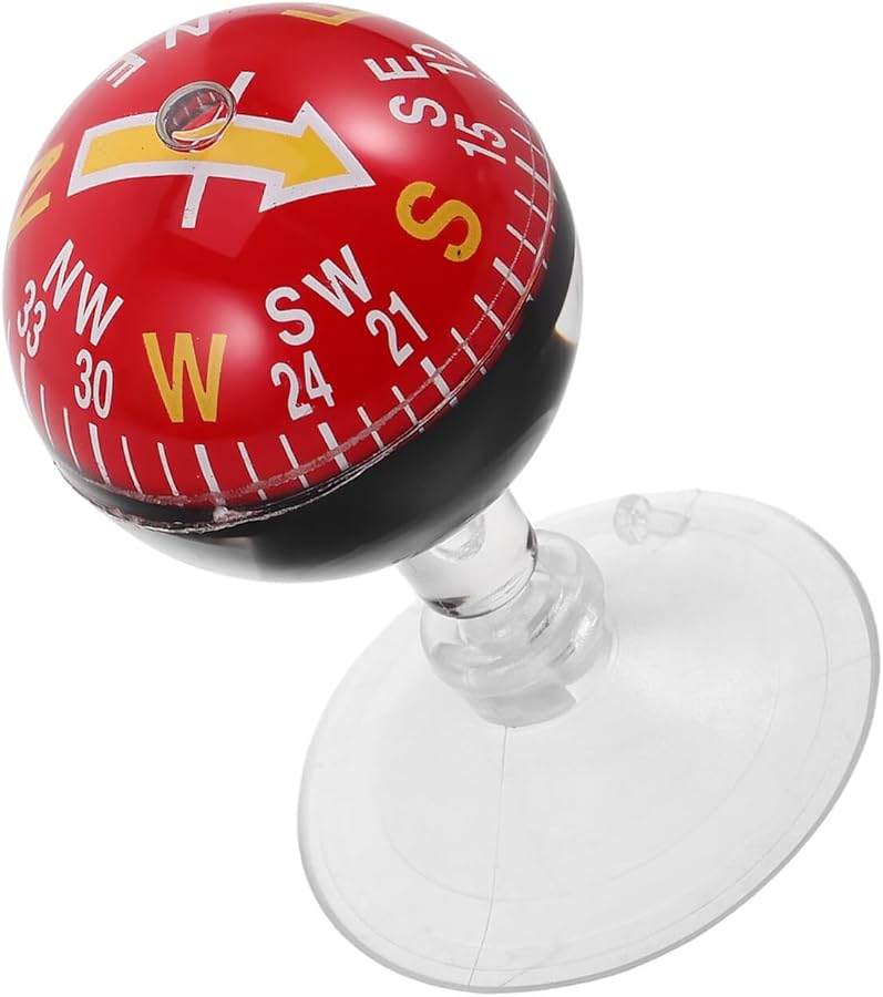 Red Suction Cup Car Dashboard Compass 38mm Portable Navigation Ball for Auto Marine Use - Image 1