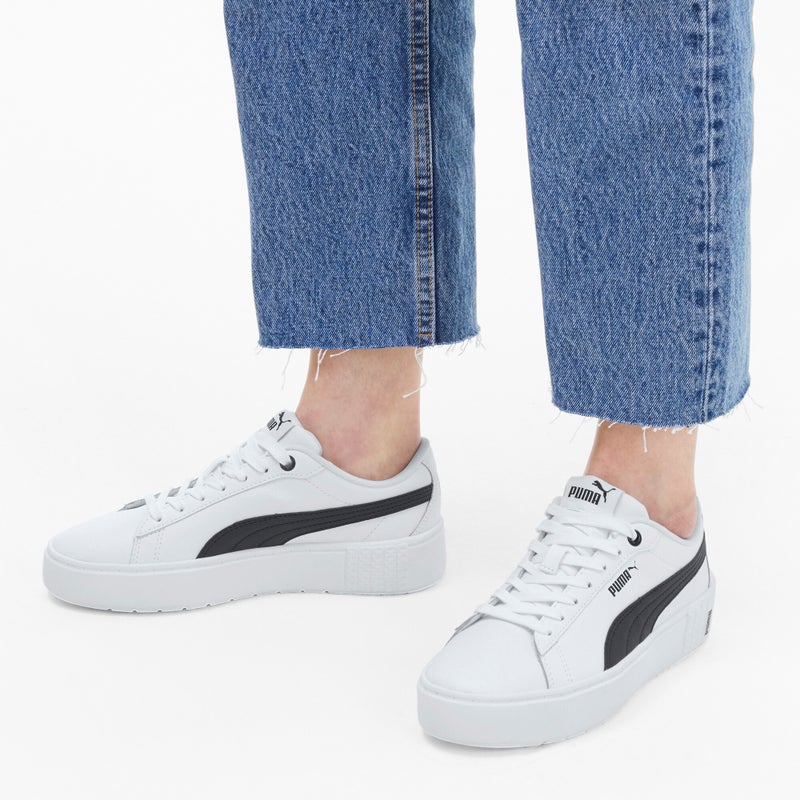 PUMA Smash Platform v2 L Womens White Black Trainers - Image 2