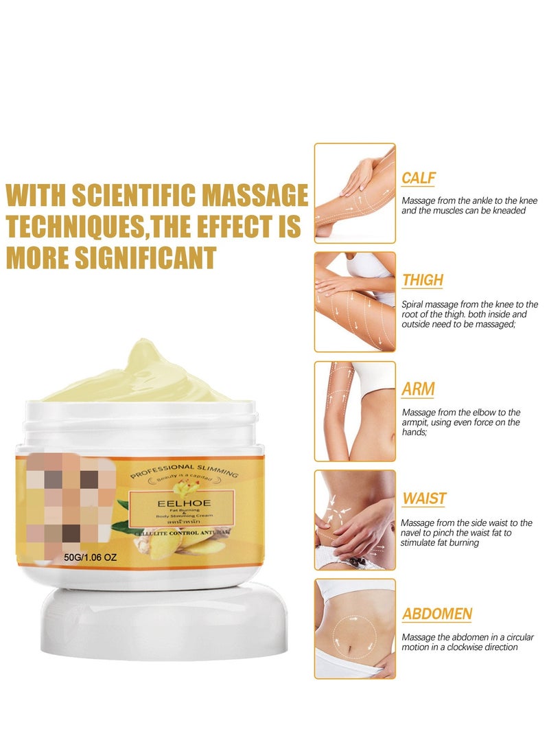 إيلهو كريم ساخن مضاد للسيلوليت من الزنجبيل ، كريم حرق دهون البطن في ذراع السرة ، كريم سيلوليت نحت الجسم ، جل تدليك مرطب لشد الوزن وشد البشرة ، 50 جرام - Image 2