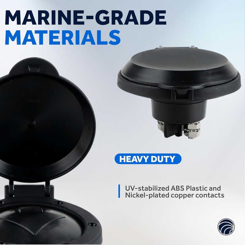 Five Oceans Anchor Windlass Up/Down Deck Foot Switch, Heavy Duty UV-Stabilized Black Plastic Hinged Cover, 12-Volts, 4-Inch Diameter, Rated at 150 Amps - FO4430-M2 - Image 4