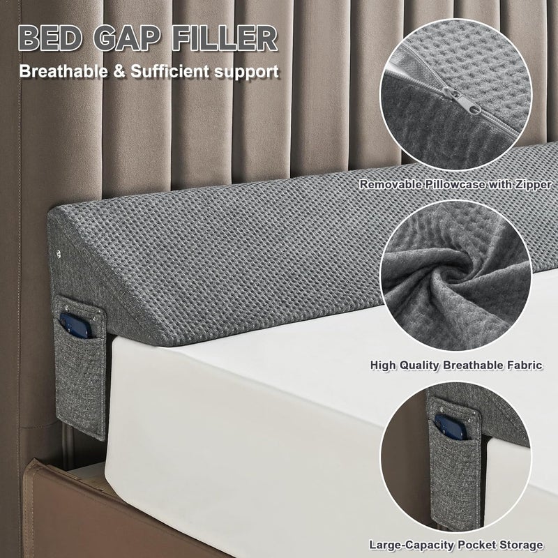 IFNOW King Size(76"x6"x10") Bed Wedge Pillow for Headboard, Mattress Gap Filler(0-8"), Bed Wedge for Gap Between Your Headboard and Mattress Dark Grey - Image 4