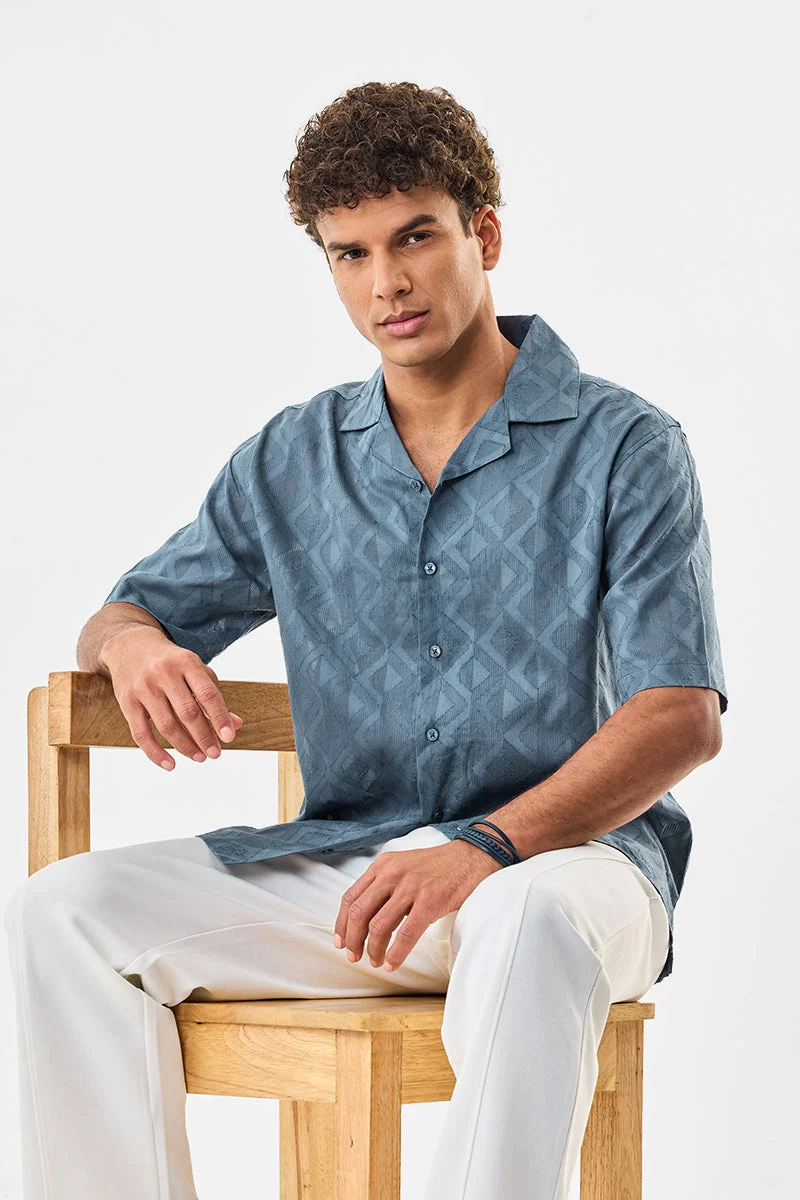 SNITCH Self-Design 100% Cotton Box Fit Shirt