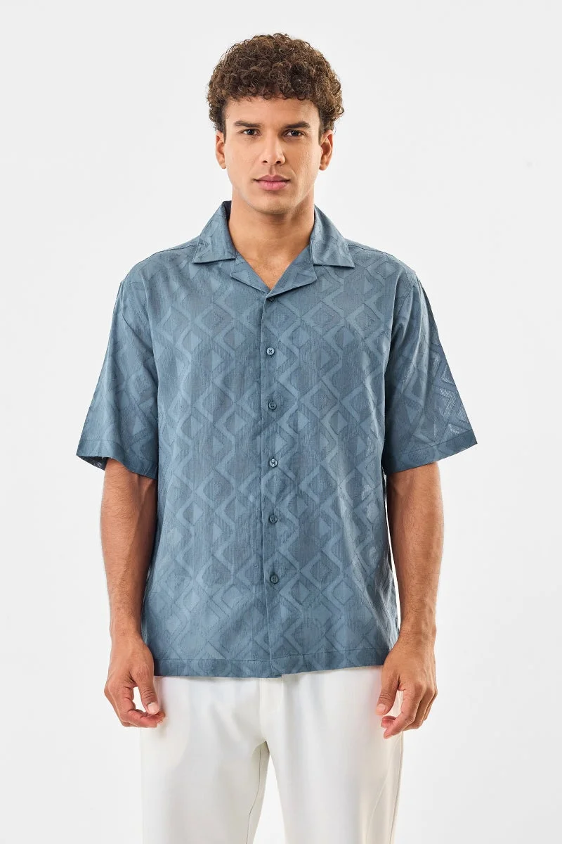 SNITCH Self-Design 100% Cotton Box Fit Shirt