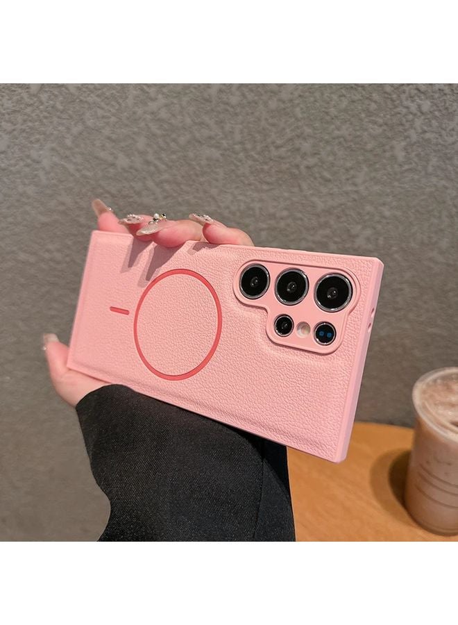 Pink Leather Phone Case Cover for Samsung Galaxy S25 Ultra - Image 1