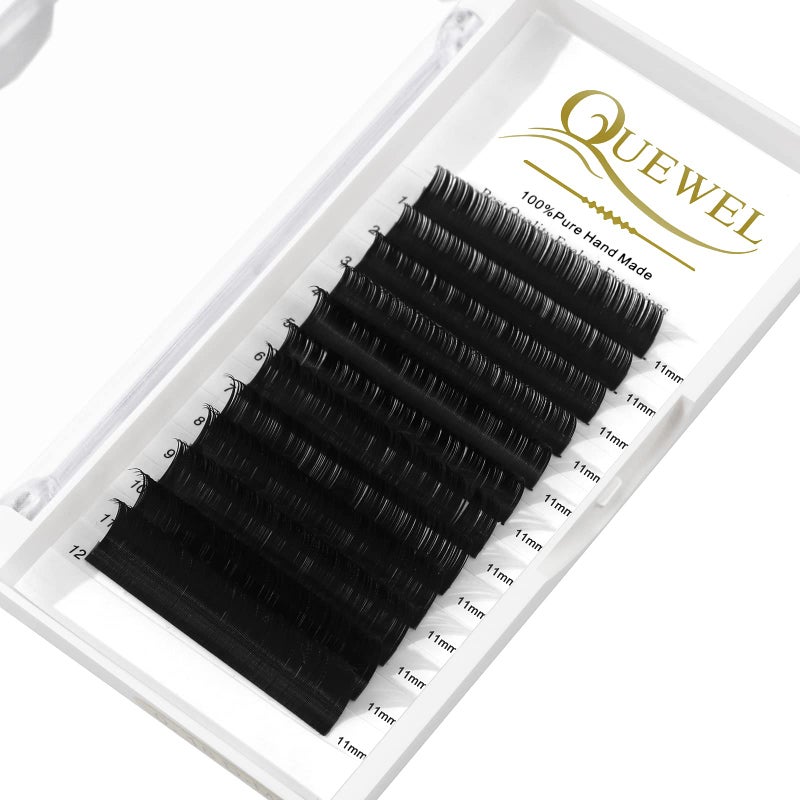 QUEWEL Eyelash Extension Supplies 0.03 D Curl 11mm Classic Individual Lash Extensions|Optinal 0.03/0.05/0.07/0.10/0.15/0.20 C/D Single 8-25mm Mix 8-14mm 15-20mm 20-25mm|(0.03 D 11mm) - Image 1