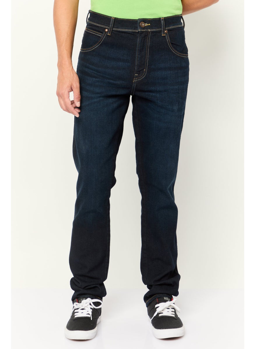 Wrangler - Men Slim Fit Washed Stretchable Denim Jeans, Navy - Image 1