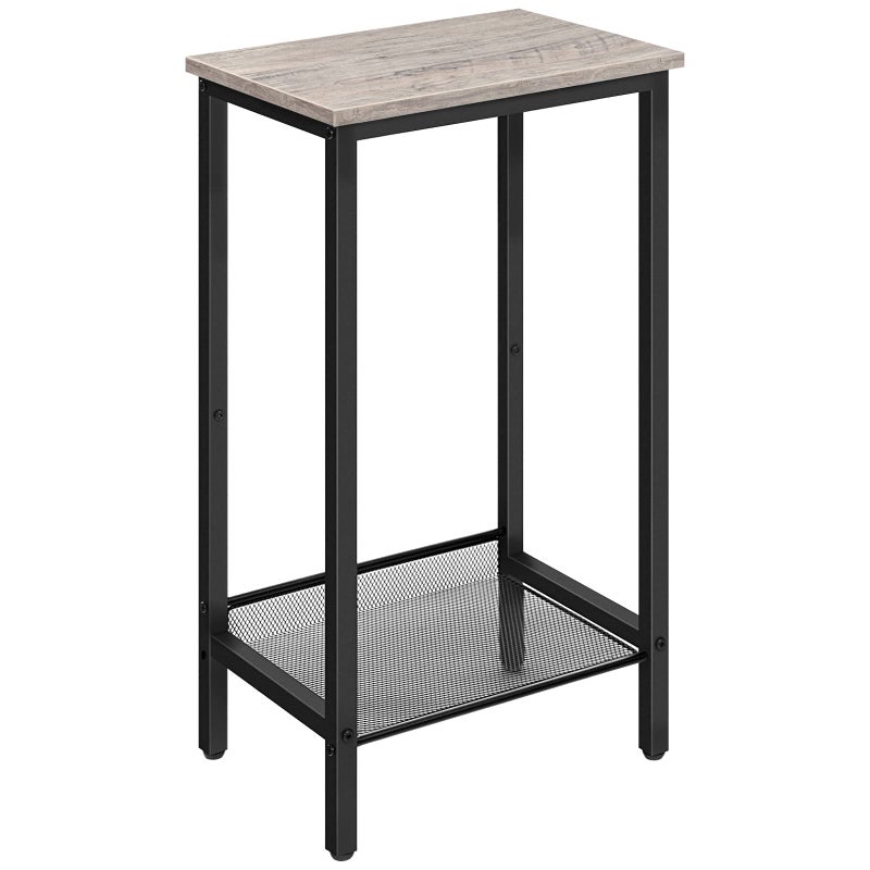 HOOBRO Tall Side Table Industrial End Telephone Table with Adjustable Mesh Shelves for Living Room Bedroom Entryway Office Greige BG03DH01