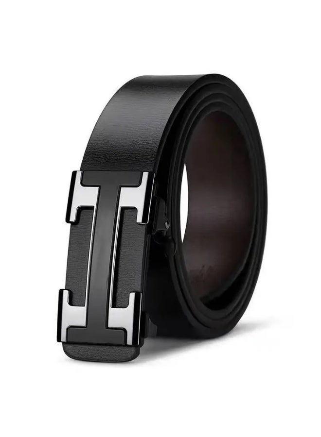 Black Belt Men, Genuine Leather Dress Designer Belt for Men, Fashion Slide Ratchet Belt for Jeans, Shirt, Oxfords - Image 1